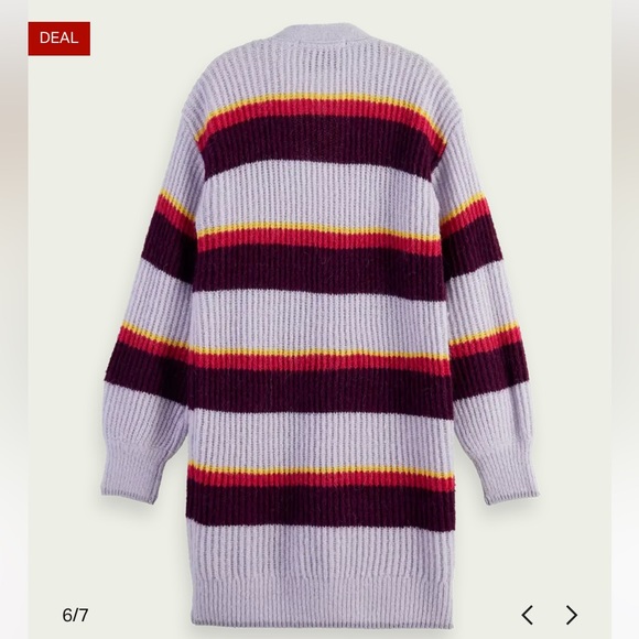 NWT Scotch & Soda V-Neck Knitted Striped Purple Cardigan‎ Sweater, Size: X-Small - Picture 4 of 13